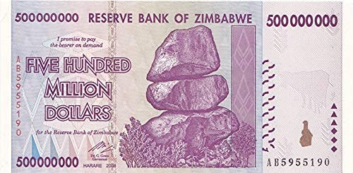 2008-10X $ 500 milhões de dólares do Zimbábue 2008 Reserve Bank of Zimbabwe Seller