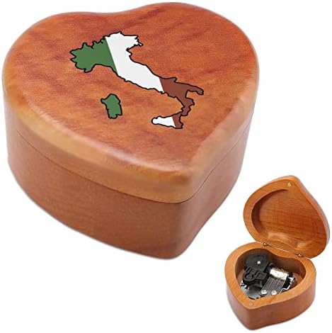 Itália mapa bandeira de acabamento de madeira vintage caixa de madeira casamento namorado de Natal relógio de aniversário presente musical presente