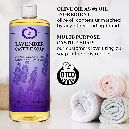 Carolina Lavender Castile Soap Liquid-Sabão de azeite que abastece a pele Lavagem do corpo orgânico-sabonete de lavanda de lavanda