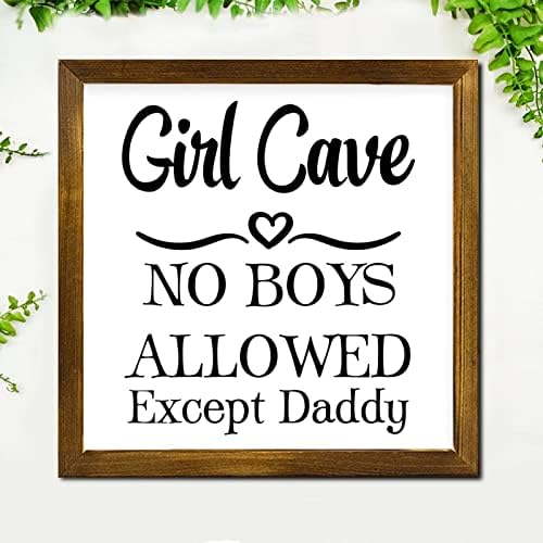 Caverna de menina Nenhum menino é permitido, exceto o pai de madeira emoldurada, signo cristão de madeira sinais de arte de parede