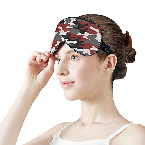 Camuflagem vermelha preta Imprimir máscara de olho macio máscara de sono eficaz conforto conforto com cinta ajustável elástica