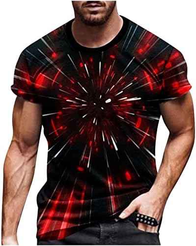 Camisetas de Ilusão de Optical de Men, Moda de Summer Moda de Manga curta Padrão Round Camisetas Sports Sports Fitness Tee Top