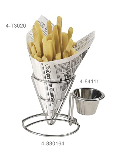 PEGAR. Enterprises 4-880164 Porto de batata frita de cone de metal com molho porta-copo, aço inoxidável