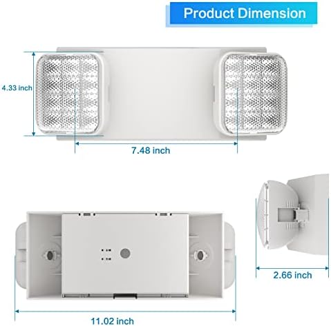 SPECTSUN Luz de emergência Branca, luz de emergência comercial com backup da bateria, Luz de emergência branca Casa/luminária