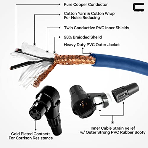 Balanced XLR Cable Male to Reta Angle Feminino - 0,5 pés Blue - Conector de microfone Pro 3 pinos para alto -falantes