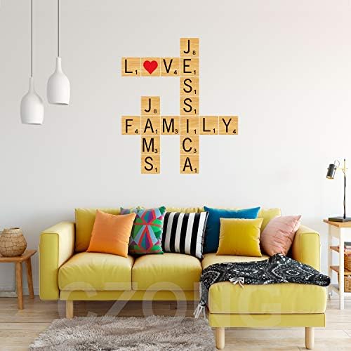 Cartas de estêncil de ladrilhos de estilo Scrabble de 5 polegadas para decoração de casa e projetos de bricolage, nomes de família pintando, escrita, decoração de parede de telha arte, adereços de fotos