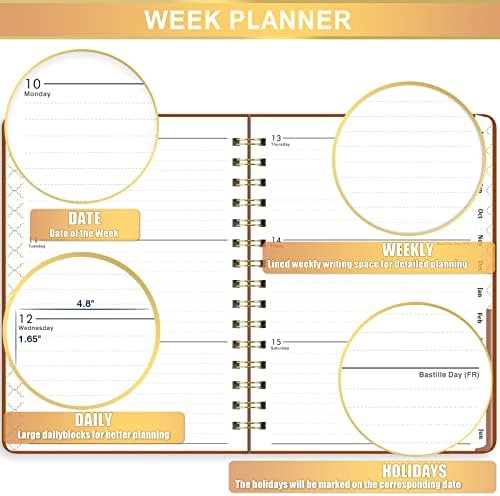 Planejador 2023-2024-julho de 2023-junho de 2024 Planejador semanal e mensal, 6,3 x 8,4, 12 guias mensais, planejador