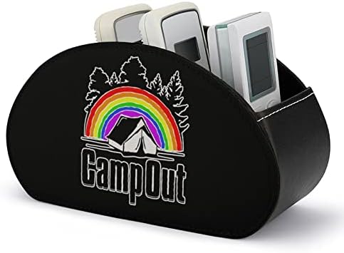 Rainbow Travel Camp Out Remote Control Holder/Caddy/Box/Bandey com 5 Compartamentos PU Organizador de couro com padrão impresso fofo