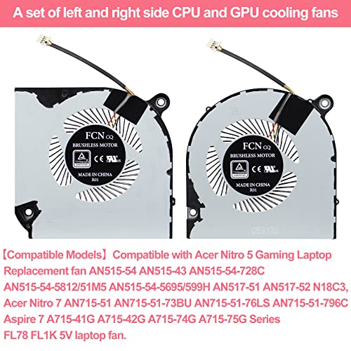 Novo ventilador de resfriamento da CPU+GPU atualizado com o laptop Acer Nitro 5 Gaming AN515-54 AN515-43 AN517-51, Acer