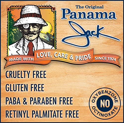 Protetor solar de protetor solar do Panamá Jack - SPF 4, Paba, Paraben, Glúten e Crueldade Free, Fórmula Hidratante Antioxidante, 6 fl oz