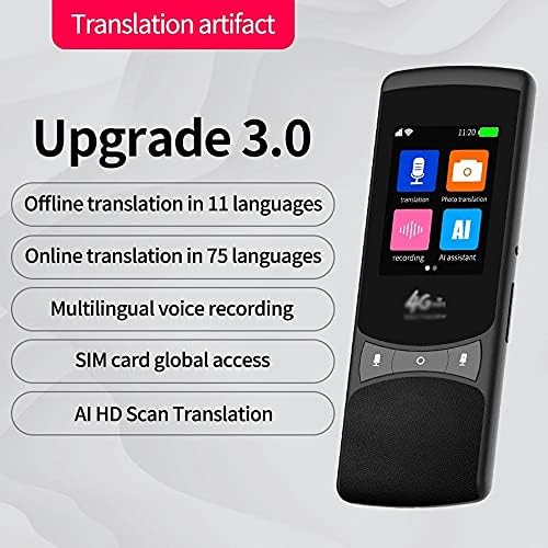YTYZC SMART AI Instant Instant Voice Photo Tradutor de digitalização de 2,4 polegadas Suporte de tela de toque de tradução portátil offline Multi-Language
