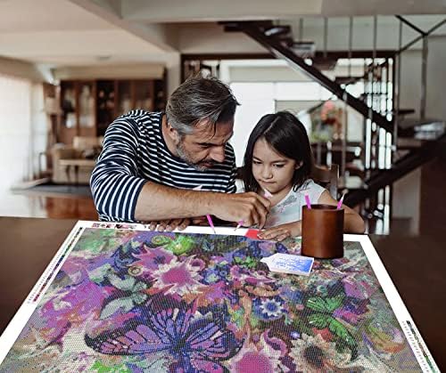 Kits de pintura de diamante DIY ZGMAXCL para adultos redondo borboletas e flores de broca e flores Cristal de tamanho