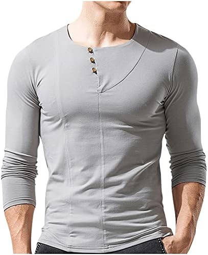 Moda masculina cor sólida Slim Casual Pullover Tee de manga longa Blusa da camisa muscular Multi-Color