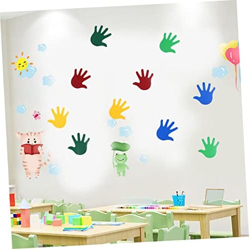 Veemoon 20 pares pequenos adesivos de impressão de palma da mão decoração de casa adesivos infantis adesivos coloridos impressão de parede de parede de parede decalques de mão de crianças
