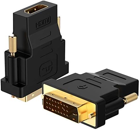 Adaptador Rankie DVI para HDMI, conversor masculino para fêmea com 2 pacote de ouro de 2 pacote
