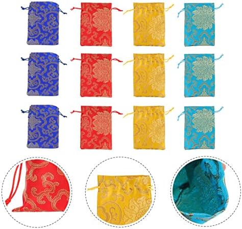 NUOBESTION 12PCS Bolsa de saques bordados chineses bolsas de presente de cordão de tração Bolsa de seda de seda Bolsa Bolsa Cosmética