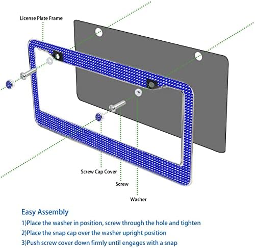 GIOYONIL 2 FRAMARES DE PLACA DE PACONE: Aço inoxidável safira artesanal Bling Shinestone Plate Frame com 4pcs de parafuso