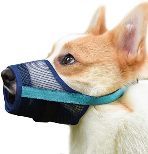 Focinho de cachorro com velcro ajustável para evitar cheirados e mastigar, malha de ar respirável focinho de estimação para cães pequenos médios grandes