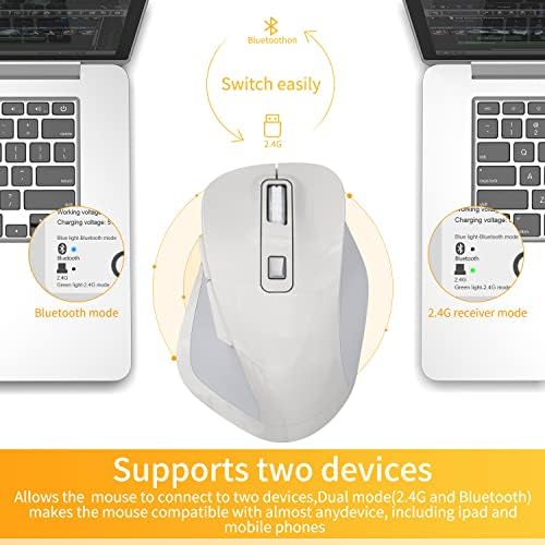 Alicia Alexander recarregável 2,4 GHz mouse sem fio Bluetooth, camundongos ergonômicos de modo duplo com Nano USB