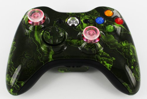 Xbox 360 Wireless Lighted Thumbstick Green Zombie Controller