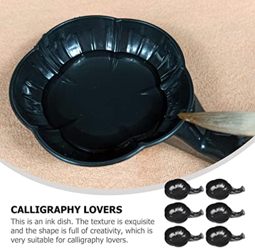 Cabilock Ceramic Ink Pires 12pcs Prato de tinta com porta -pincel Multifuncional Ink Prish Dish Timado Prisioneiro Plástico