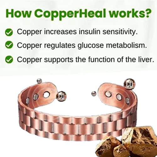 5pcs Pulseira terapêutica sugardown de cobre, pulseira de controle de açúcar, pulseira de drenagem linfática ajustável pulseira