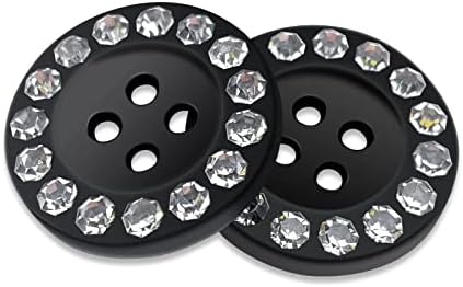 Botões de costura de resina de 100 PCs, botões pretos Botões de strass artes de 4 buracos 5/8 Cristal redondo de substituição para