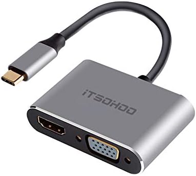 Adaptador USB C a HDMI VGA, ITSOHOO USB TIPO C THURSOULT 3 para VGA HDMI 4K Converter para MacBook Pro/Air 2020 2019,