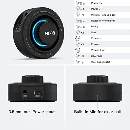 Receptor Aux de kit de carro Bluetooth, sistema de carro de carro Bluetooth de 3,5 mm para carro Bluetooth 5.2 Receptor de áudio