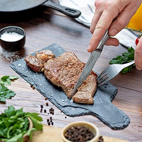 Conjunto de faca de bife de cozinha nuovva - facas de bife com borda serrilhada - facas de bife de aço inoxidável durável