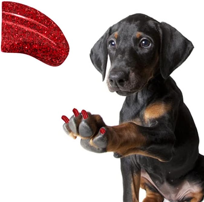 Garras bonitas de 6 meses fornecem tampas de unhas macias com adesivo para garras de cachorro - Candy Apple Red Jumbo