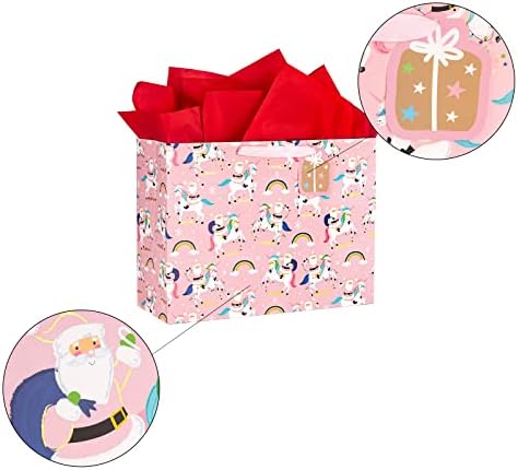 Maypluss Christmas Presente Set - 4 pacote - Rosa Unicorn Papai Noel para férias, aniversário e muito mais