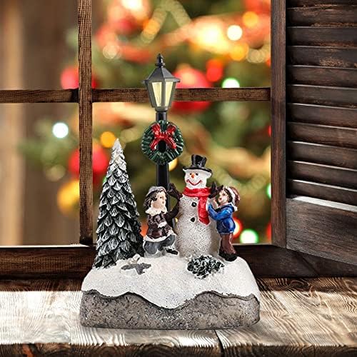 Ornamentos de imagens de Natal, resina liderada por árvores de Natal leves, mini enfeites de Natal do boneco de neve,