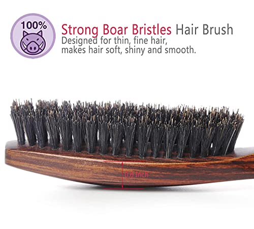 Cabelo de cabelos de javali natural selvagem com alça de madeira para homens e cabelos finos e finos de homens e mulheres