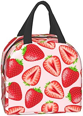 Fashion Strawberry Lunch Bogue Bolsa de viagens Bolsas de piquenique isoladas Bolsa de compras durável de volta à escola