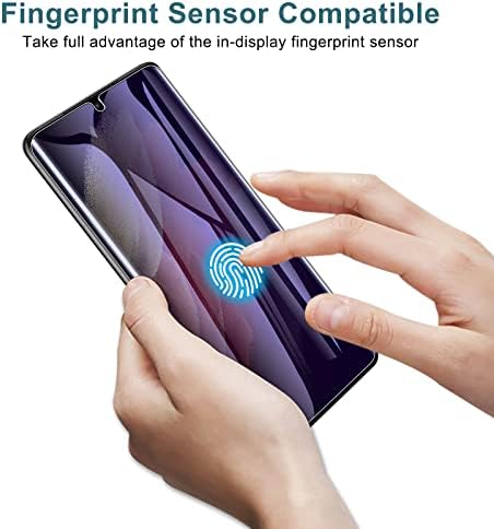 Lywhl [2 + 2 pacote] Para Samsung Galaxy S21 Protetor de tela de ultra privacidade [Suporte ID da impressão digital] Anti-azul Proteção para olhos leves Anti-Spy Anti-Glare Purple Flexible Film + Câmera Protetor de vidro de vidro
