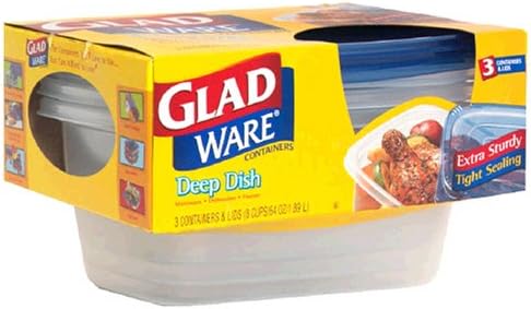 Recipientes de prato profundo da Gladware com tampas, 8 xícaras de 3 recipientes