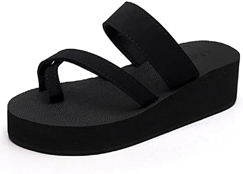 Zonxo Summer Ladies Wedge Sandals não deslizantes, chinelo de flip-flop confortável, design de fundo grosso, handmade simples e elegante, Material feminino Material Flip-flops de praia