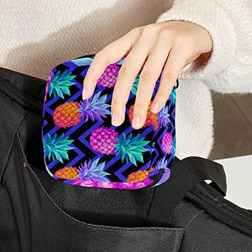 Bolsa de maquiagem de abacaxis coloridos, bolsa de cosméticos, bolsa de higiene pessoal portátil para mulheres e meninas