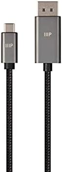 Monoprice Bidirecional USB tipo C para DisplayPort Cabo - 6 pés - preto, 4k a 60Hz, plug and play fácil, jaqueta de nylon, número