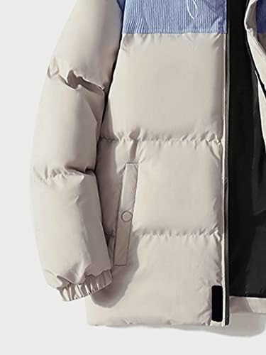 Jackets QYIQU para homens - homens dois tons letra graphicstring puffer coat