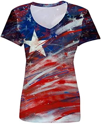 4 de julho Tops de bandeira americana feminina camisa camisa de manga curta v pescoço patriótico tshirts
