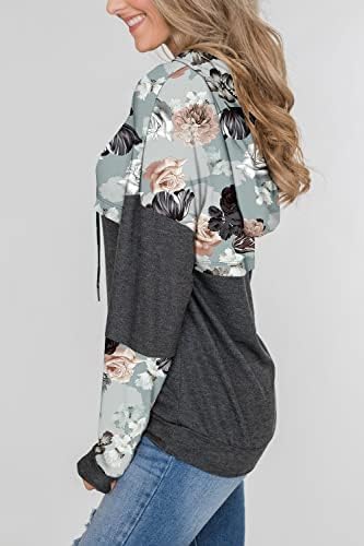 Moletom Crazy Grid Capuz do moletom Pullover de impressão floral casual com capuz com tops de pulôver de moda de bolso