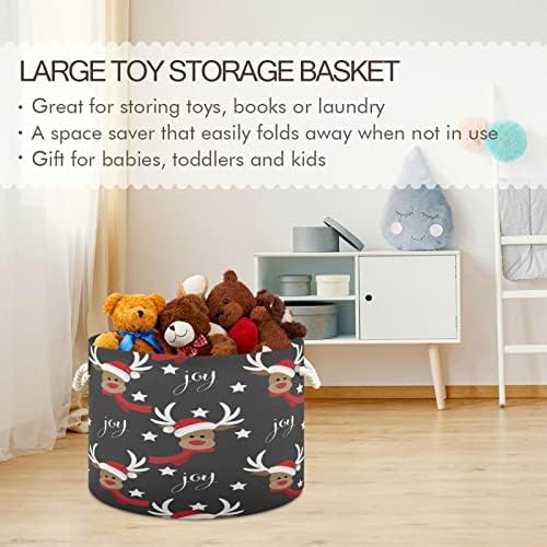 Cesta de corda de algodão kigai fofa veados de Natal de cesta de armazenamento grande para brinquedos com cesta de lavanderia para bebês para berçário, armário, quarto, organização doméstica