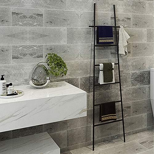 Wxxgy Freesternding Toalha Rack escada de aço inoxidável secar rack de rack rack stand para sala de estar banheiro cozinha/preto