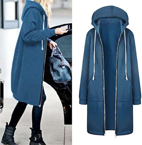 Wocachi feminino plus size prolongamento comprido casaco túnica outono jackets de lã de inverno maca de malheta casual com zíper