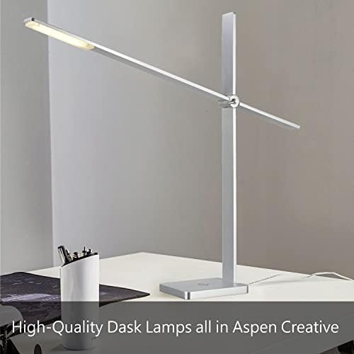 Aspen Creative 40253-21-2, lâmpada de mesa marrom com tonalidade de linho natural, tamanho: 9-1/2 L x 9-1/2 W x 14-1/2