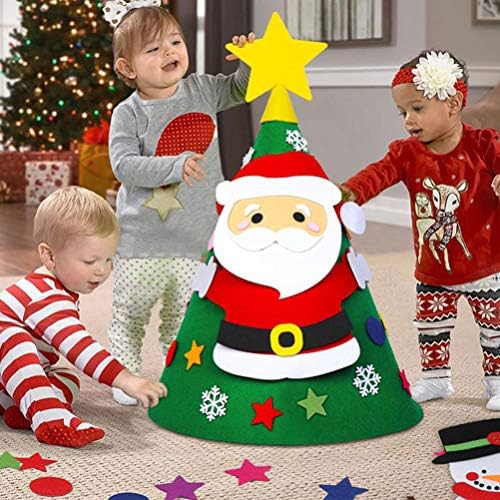 Toyandona 3ft Diy Felt Christmas Tree Conjunto do Papai Noel, boneco de neve calendário de advento Decorações de Natal Ornamentos