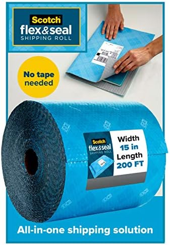 Scotch Flex e Seal Shipping Roll 200 pés x 15 pol., Basta enviá -lo, sem caixas, sem fita, alternativa de embalagem fácil para