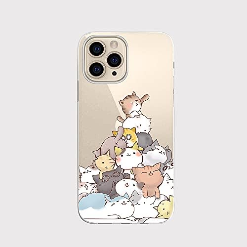 Caixa do iPhone 14 Pro Max de Blingy, Fun Style Cat Farton Cartoon Animal Design Transparente TPU Soft Protective Clear Case